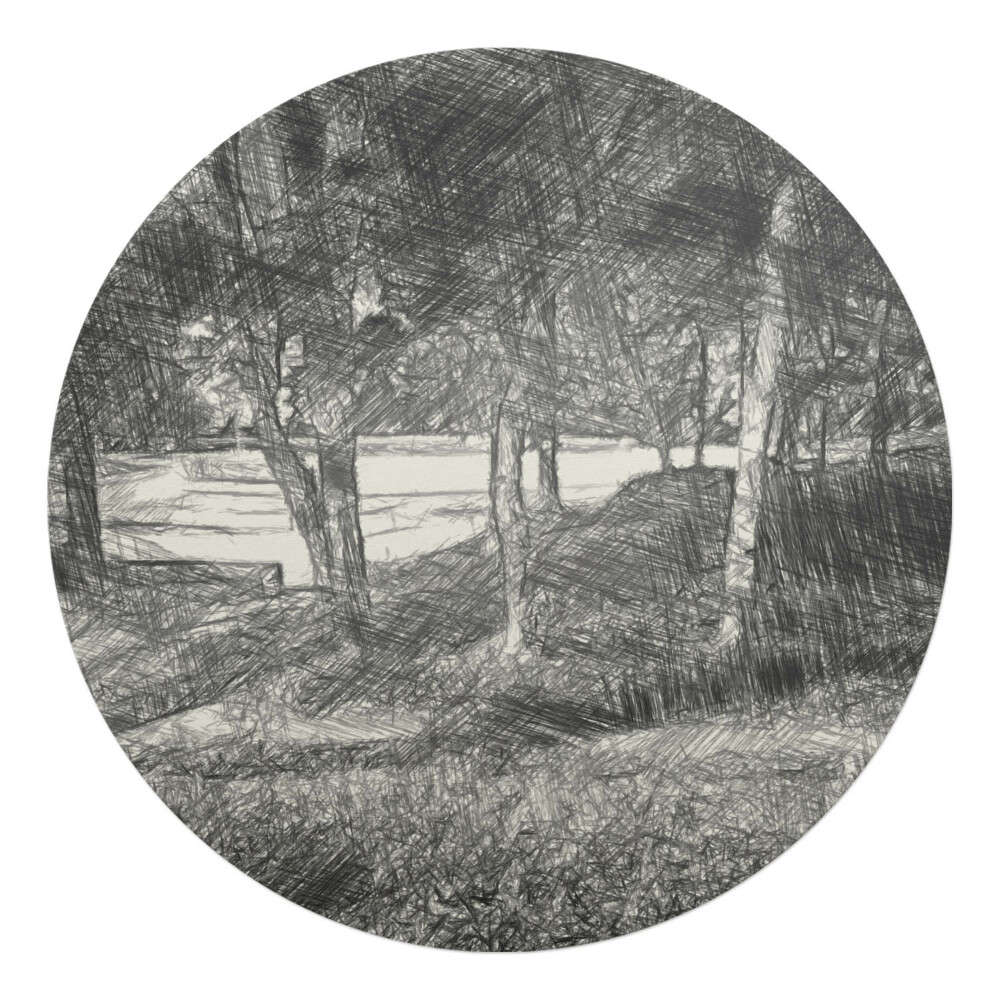 Podkładka pod krzesło obrotowe okrągła Las w szkicu