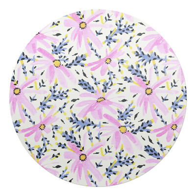 Mata pod fotel biurowy okrągła Kwiatowy wzór pastelowy