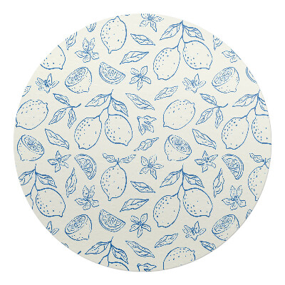 Mata na podłogę pod krzesło okrągła Cytrynowy wzór retro