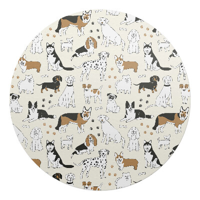 Podkładka pod krzesło obrotowe okrągła Wzór z psami