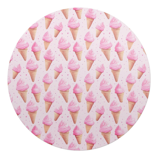 Podkładka pod krzesło okrągła Różowe lody w rożkach