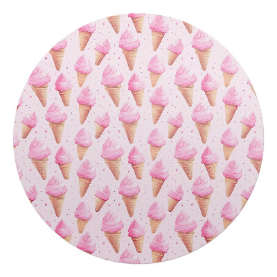 Podkładka pod krzesło okrągła Różowe lody w rożkach