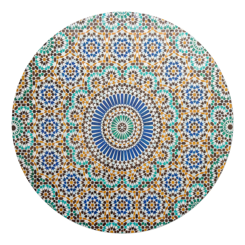 Mata na podłogę pod krzesło okrągła Geometryczny wzór mozaiki