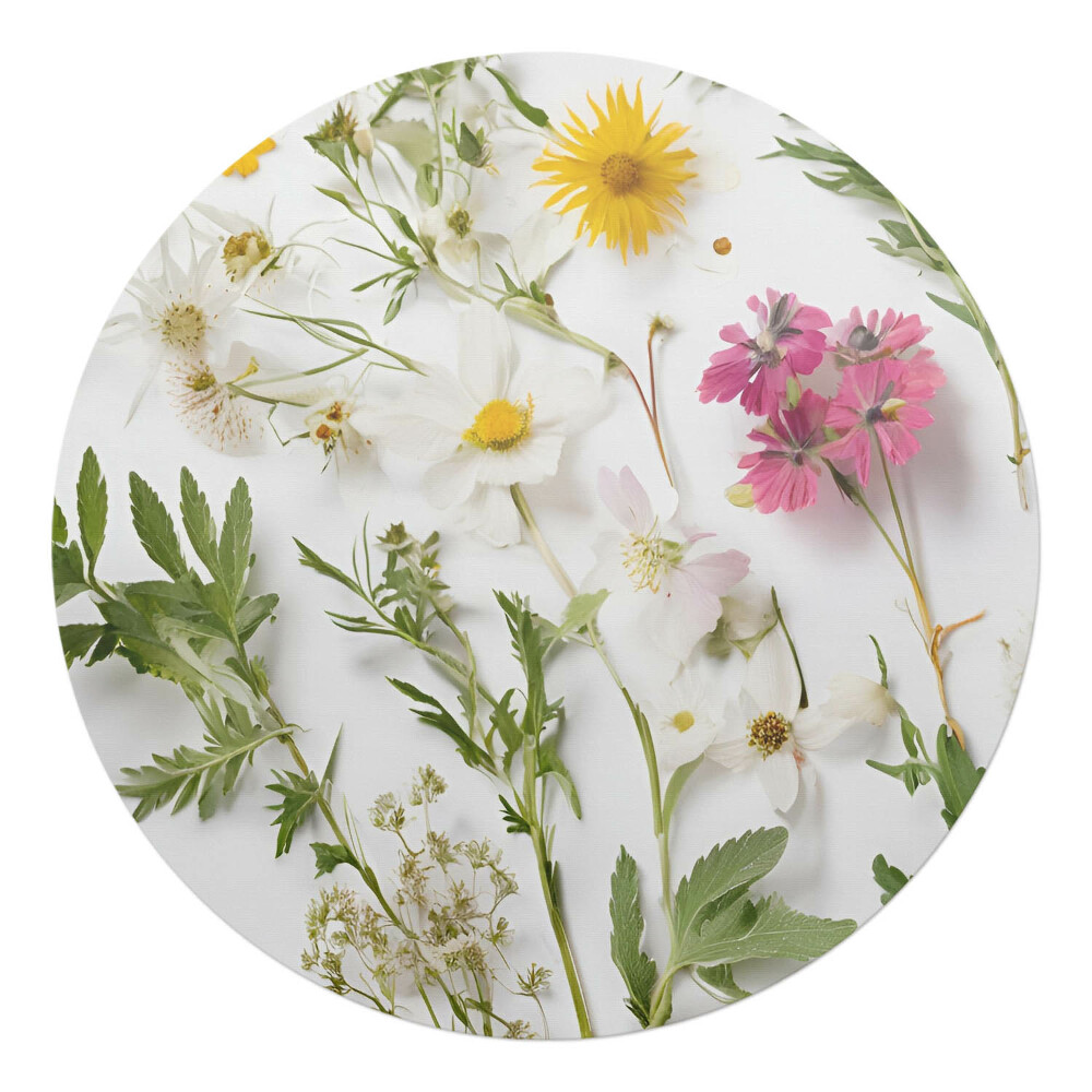 Mata pod fotel biurowy okrągła Kwiaty i liście