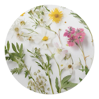 Mata pod fotel biurowy okrągła Kwiaty i liście