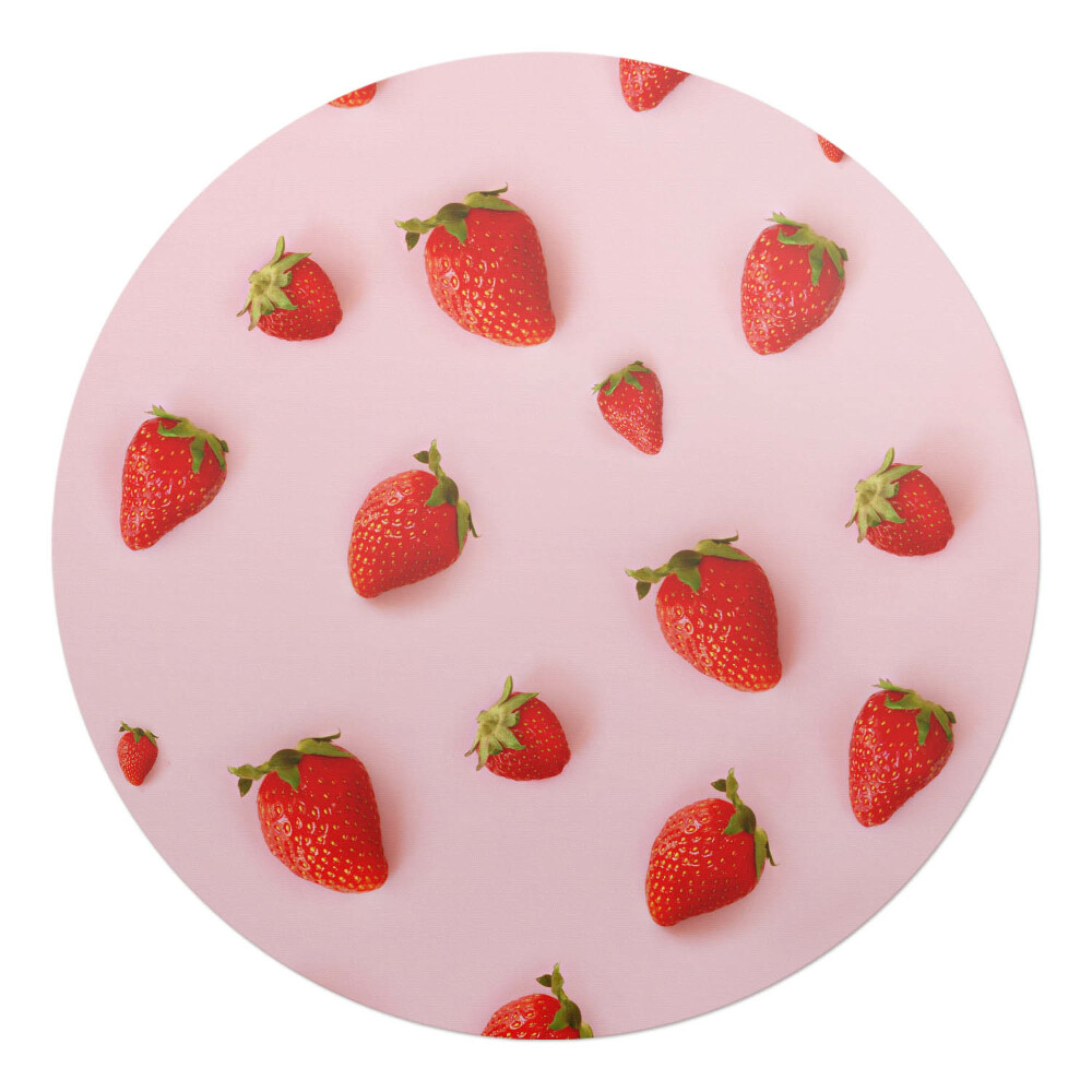 Podkładka pod krzesło okrągła Truskawki na pastelowym tle