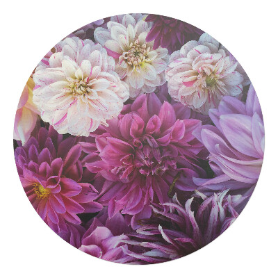 Mata na podłogę pod krzesło okrągła Kwiatowy wzór dalii