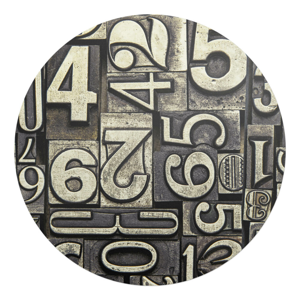 Podkładka pod krzesło obrotowe okrągła Styl retro cyfry