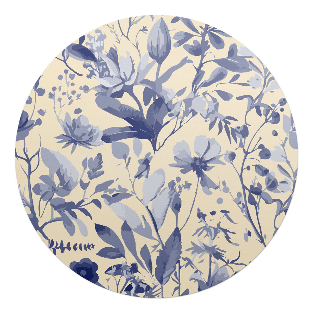 Mata na podłogę pod krzesło okrągła Kwiatowy wzór retro