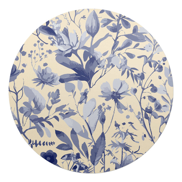 Mata na podłogę pod krzesło okrągła Kwiatowy wzór retro