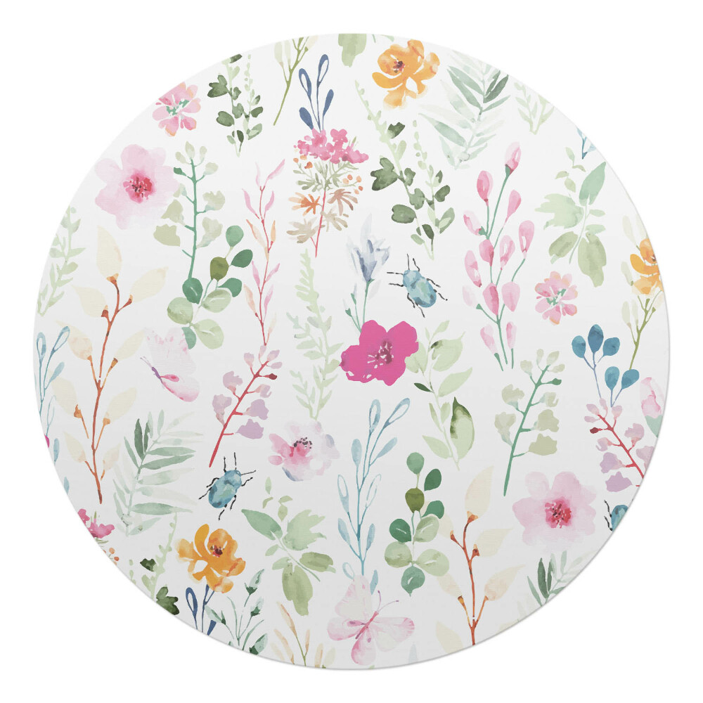 Mata pod krzesło okrągła Kwiatowy wzór vintage