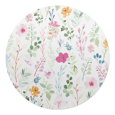 Mata pod krzesło okrągła Kwiatowy wzór vintage