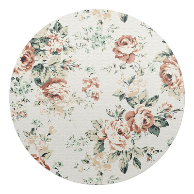 Podkładka pod krzesło okrągła Kwiatowy wzór retro