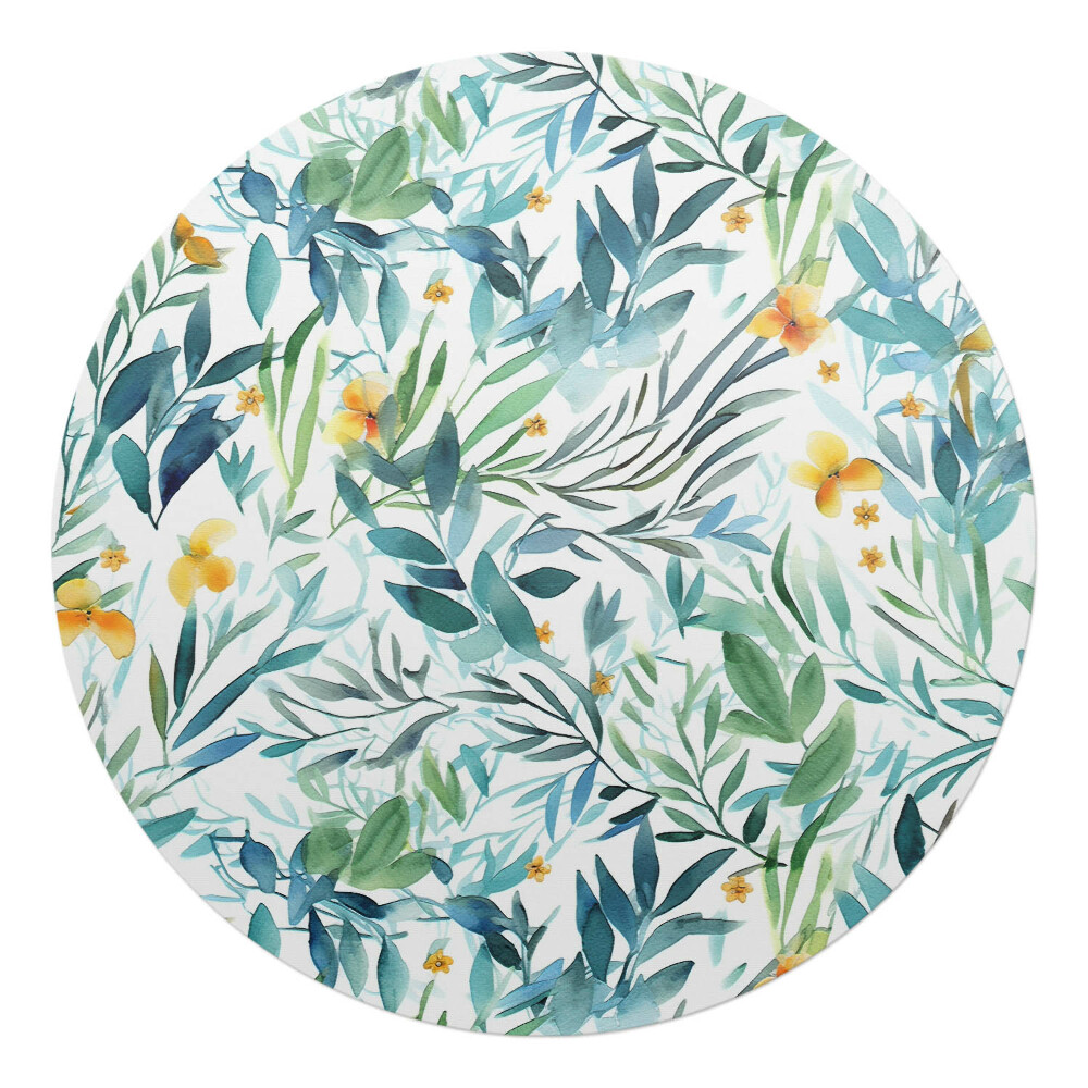 Podkładka pod krzesło obrotowe okrągła Akwarela roślinna