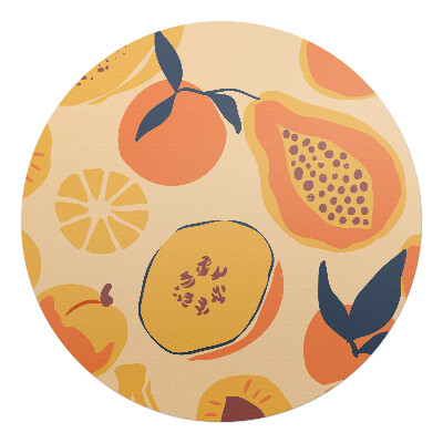 Mata pod krzesło okrągła Owocowy wzór retro