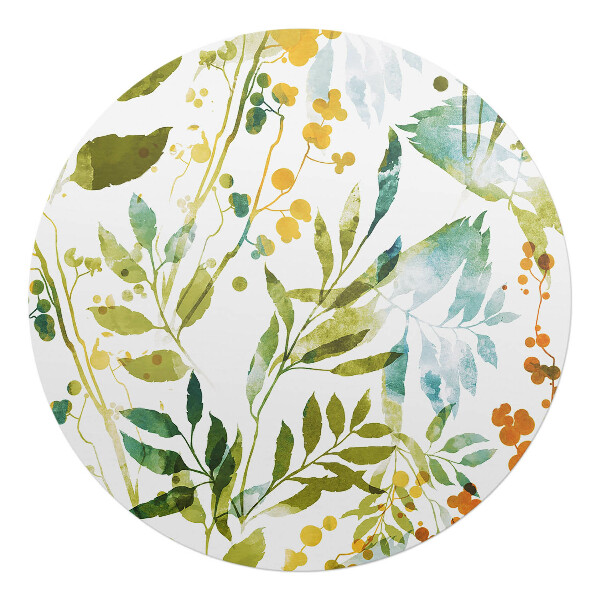 Podkładka pod krzesło okrągła Akwarelowa łąka liści