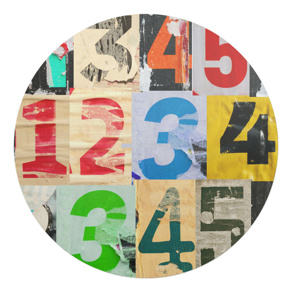 Podkładka pod krzesło obrotowe okrągła Kolorowe cyfry kolaż