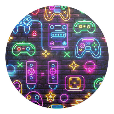 Mata pod krzesło okrągła Neonowe kontrolery gry
