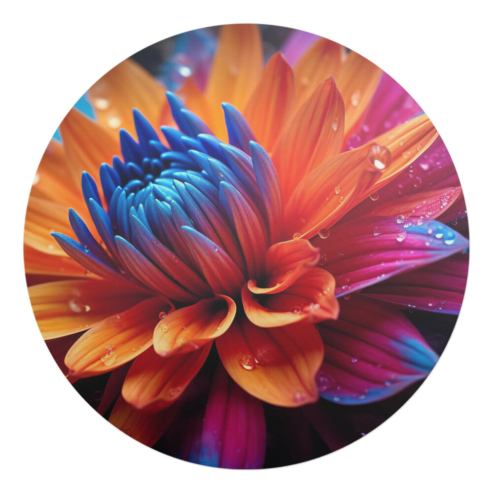Podkładka pod krzesło obrotowe okrągła Kwiat z kroplami