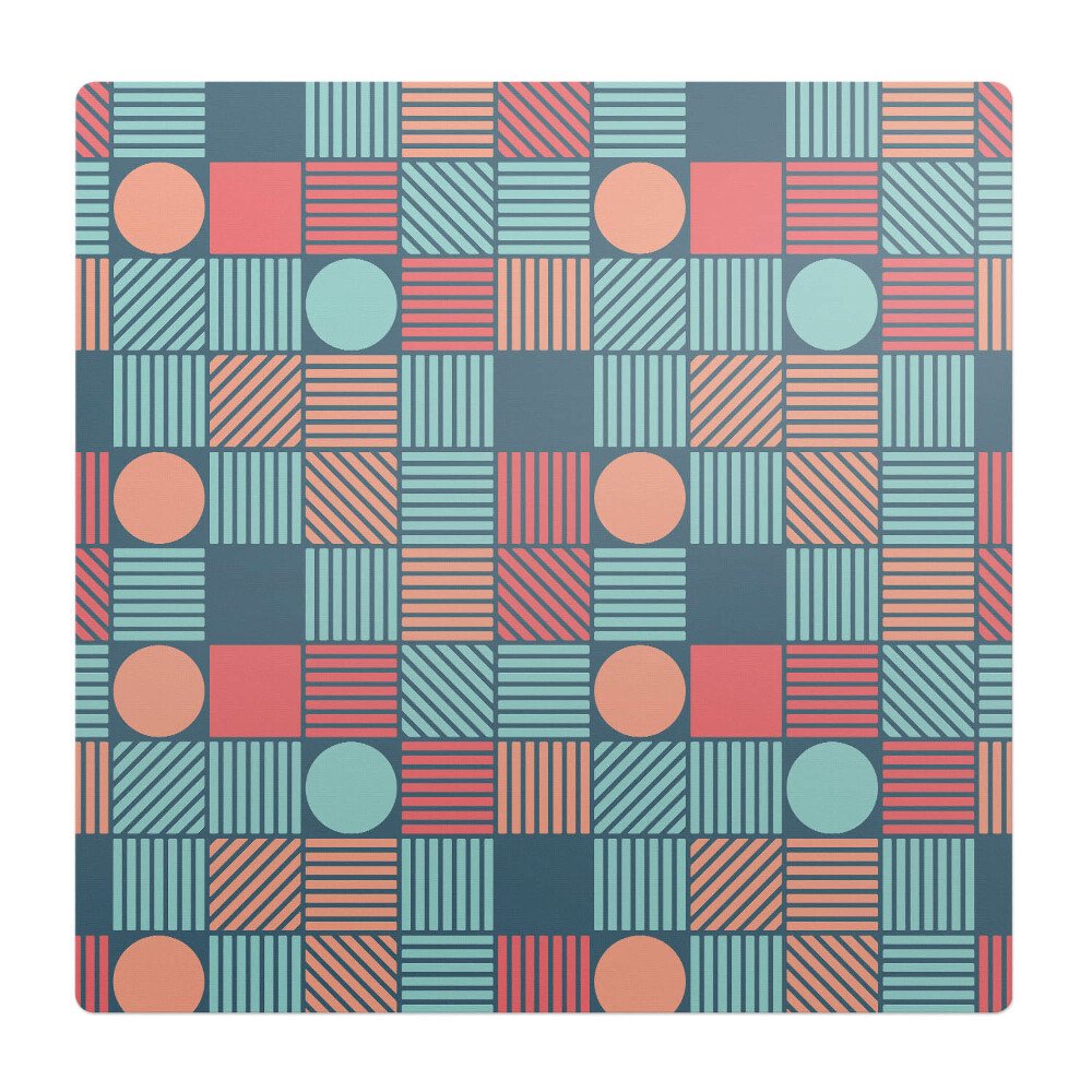 Mata pod fotel ochrona paneli Geometryczny wzór retro