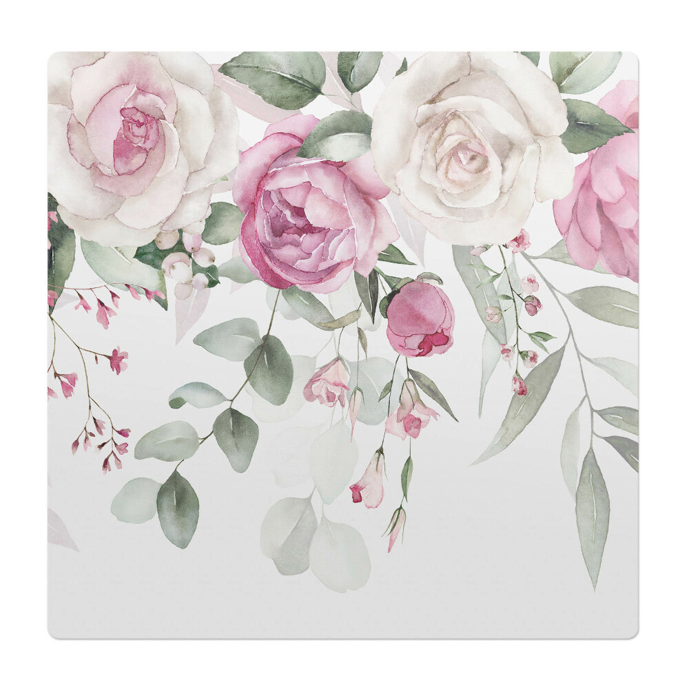 Mata na podłogę pod krzesło Pastelowe kwiaty i liście