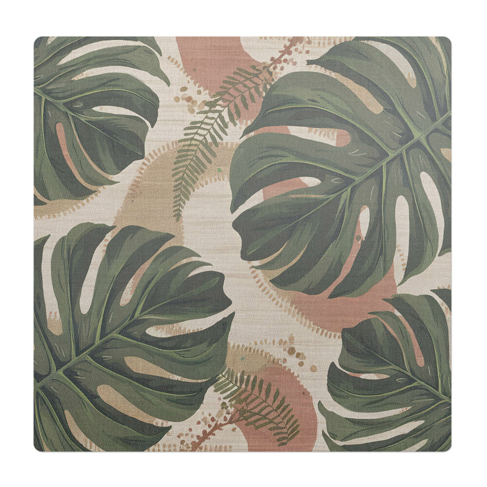 Mata na podłogę pod krzesło Liście monstera retro