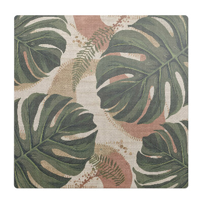 Mata na podłogę pod krzesło Liście monstera retro