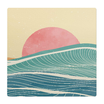 Mata pod krzesło do biura Fale i zachód słońca