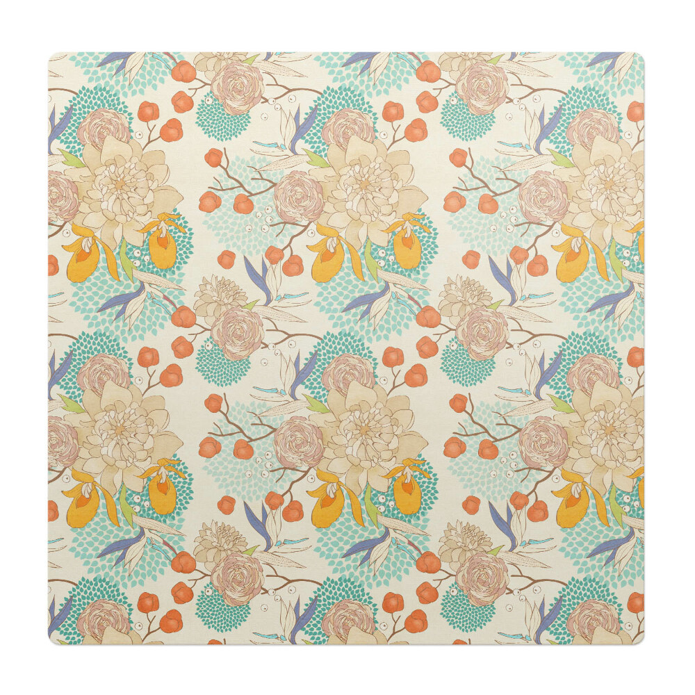 Mata pod fotel ochrona paneli Kwiatowy wzór retro