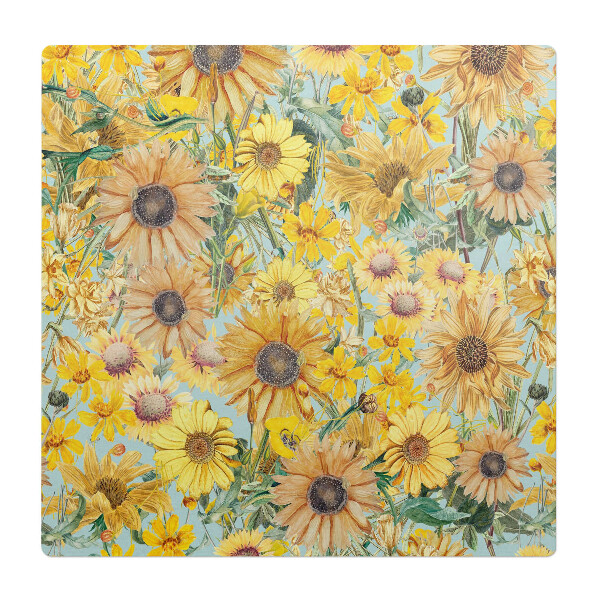 Mata pod fotel biurowy Kwiatowy wzór łąkowy