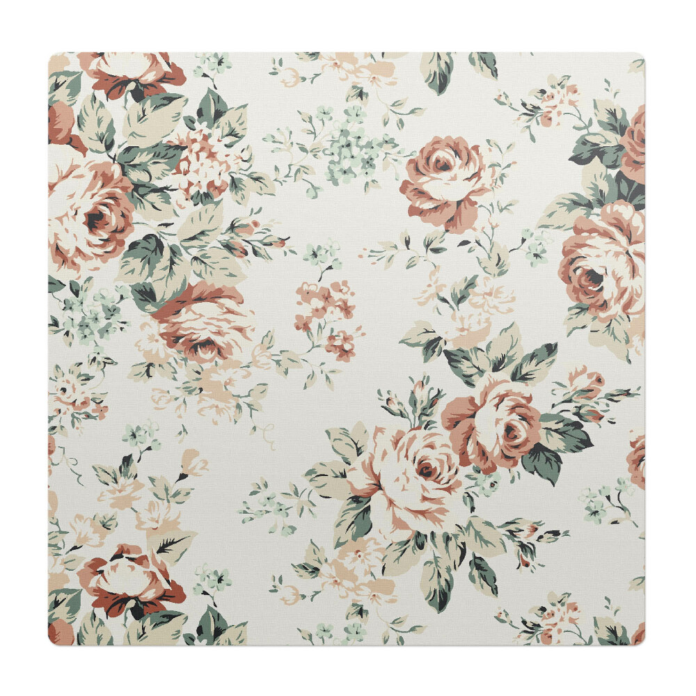 Mata pod krzesło do biura Kwiatowy wzór retro