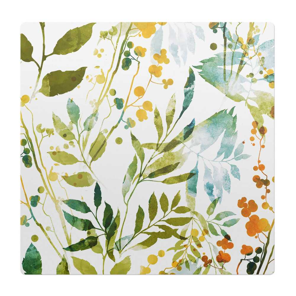 Mata pod fotel ochrona paneli Akwarelowa łąka liści