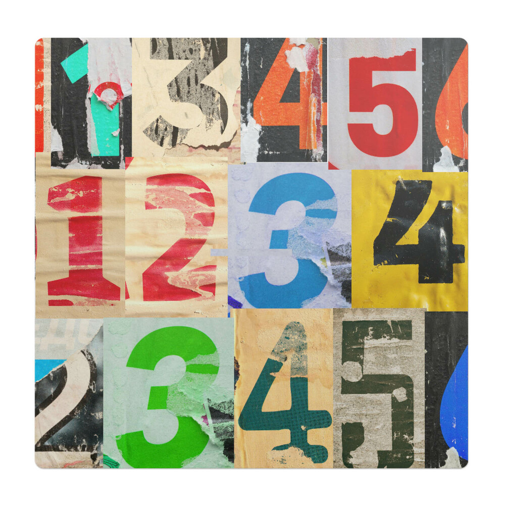 Mata na podłogę pod krzesło Kolorowe cyfry kolaż
