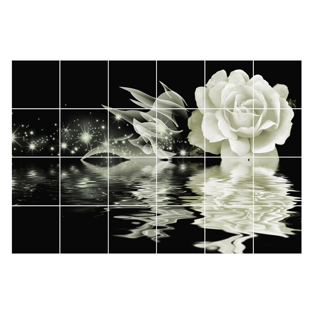 Nalepki na kafelki Kwiatowa refleksja w wodzie