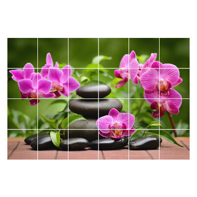 Naklejki na płytki Kamienie i kwiaty orchidei