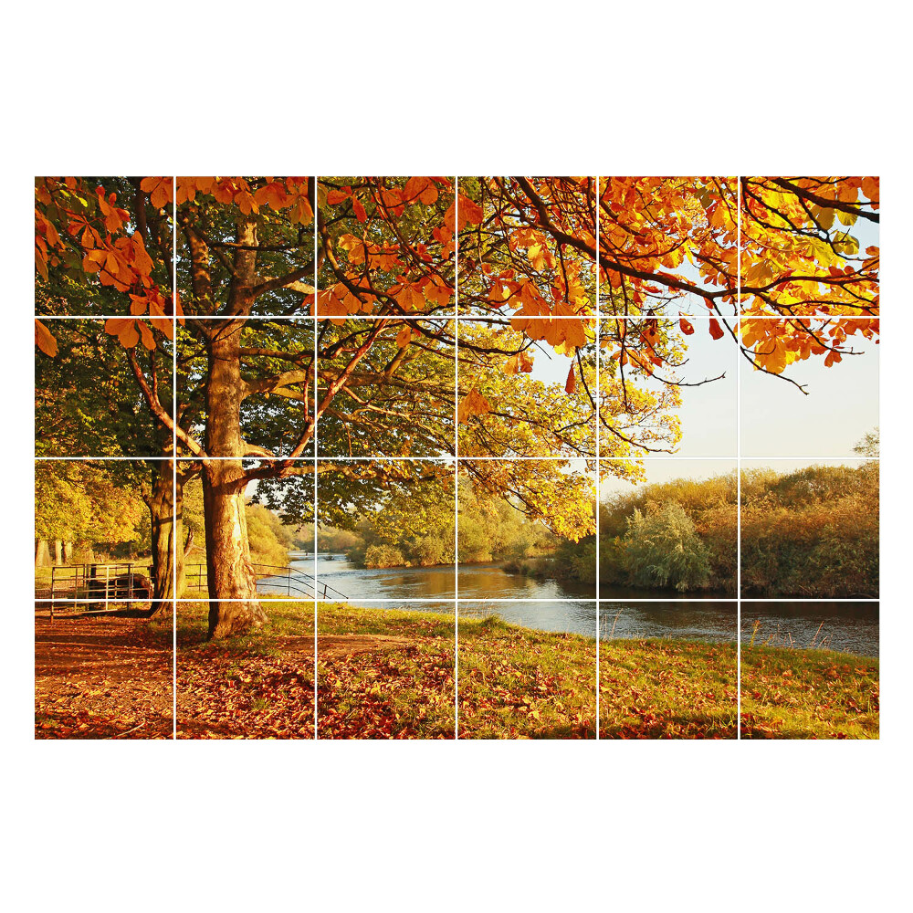 Nalepki na kafelki Jesienna sceneria nad rzeką