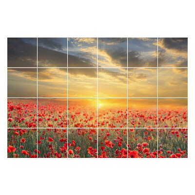 Nalepki na kafelki Kwiatowy krajobraz o zachodzie