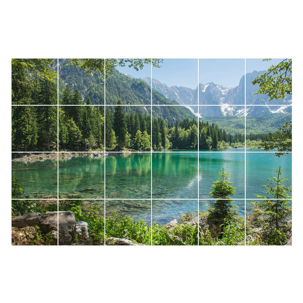 Naklejki na płytki Górski krajobraz z jeziorem