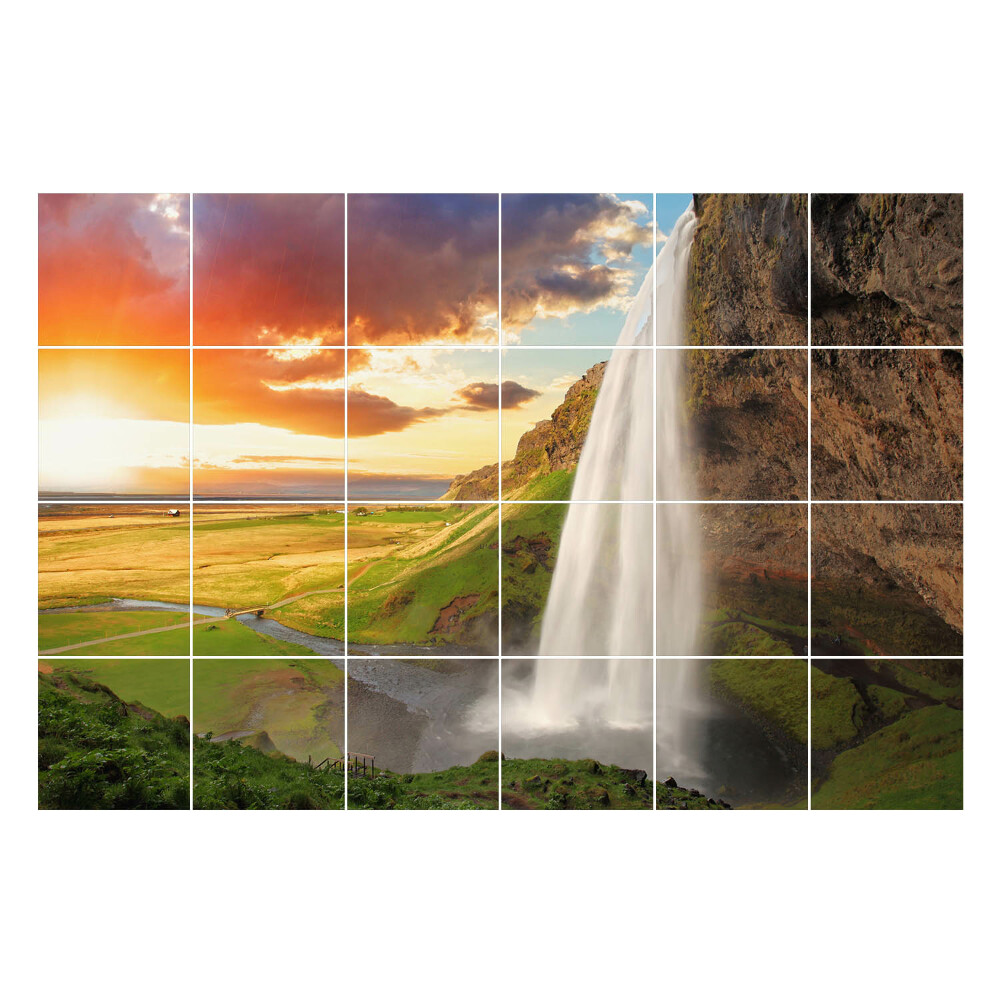 Nalepki na kafelki Wodospad w malowniczej scenerii