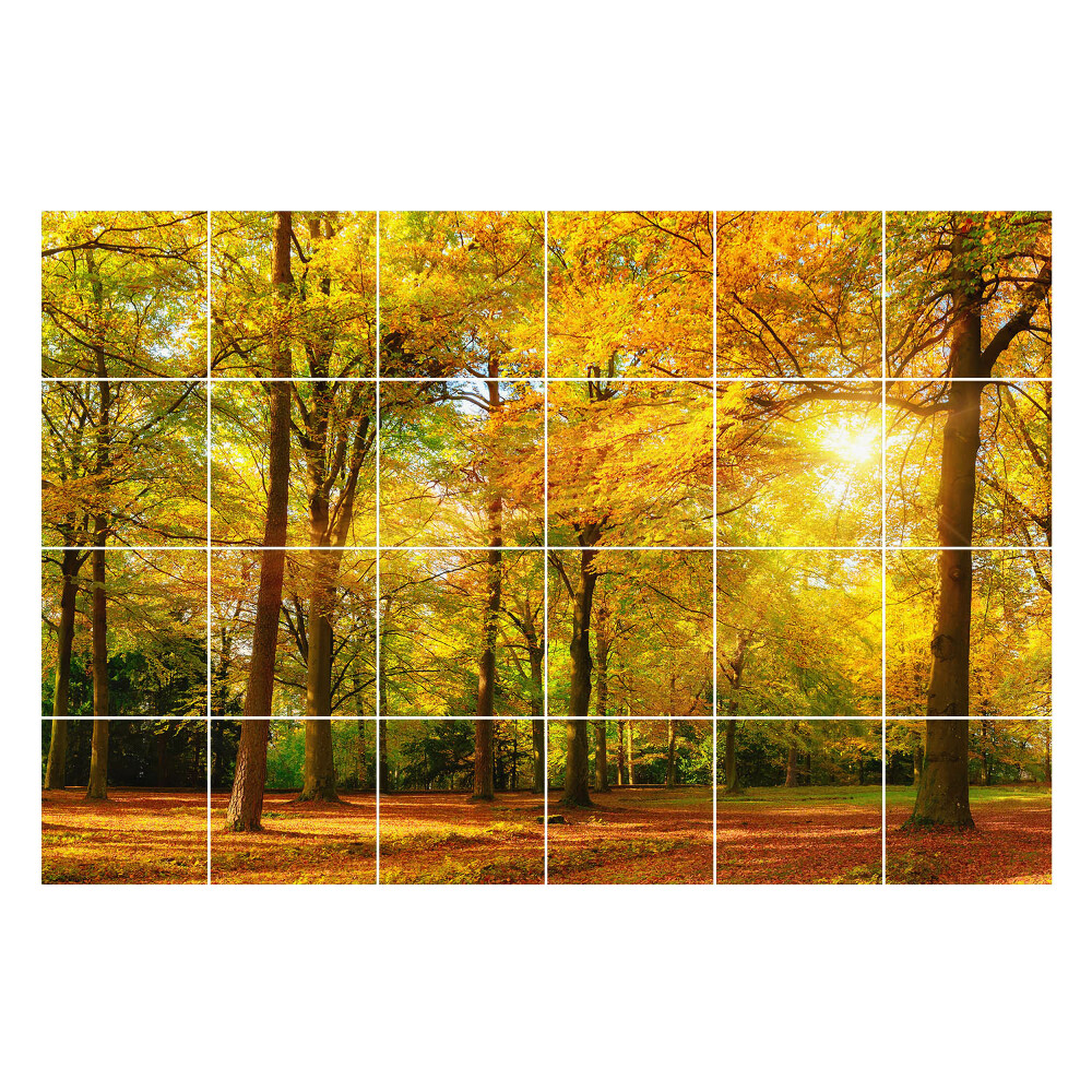 Naklejki na kafelki Złote liście w lesie