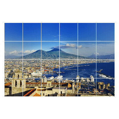 Naklejki na płytki Widok na miasto i wulkan