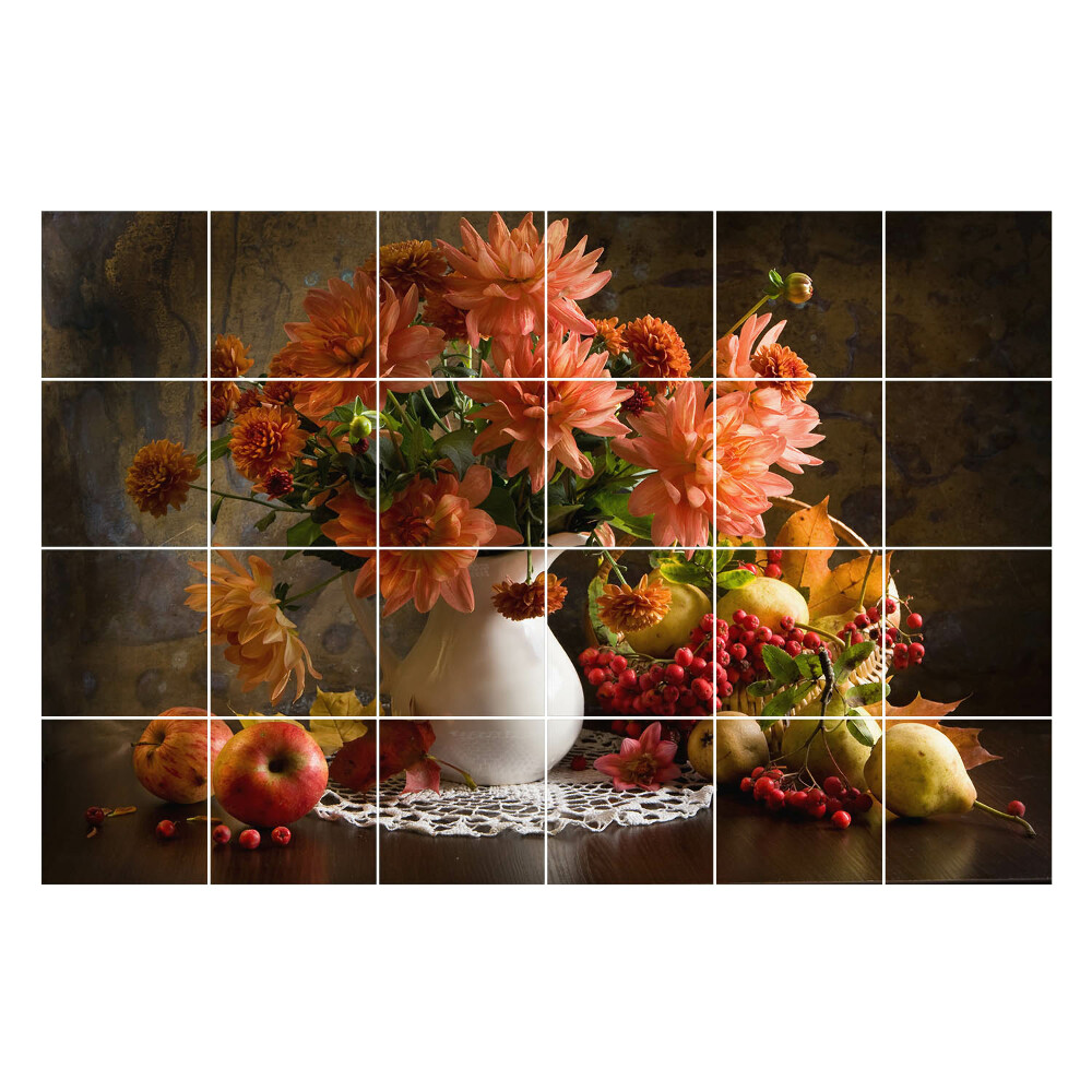 Nalepki na kafelki Kwiaty i owoce w aranżacji