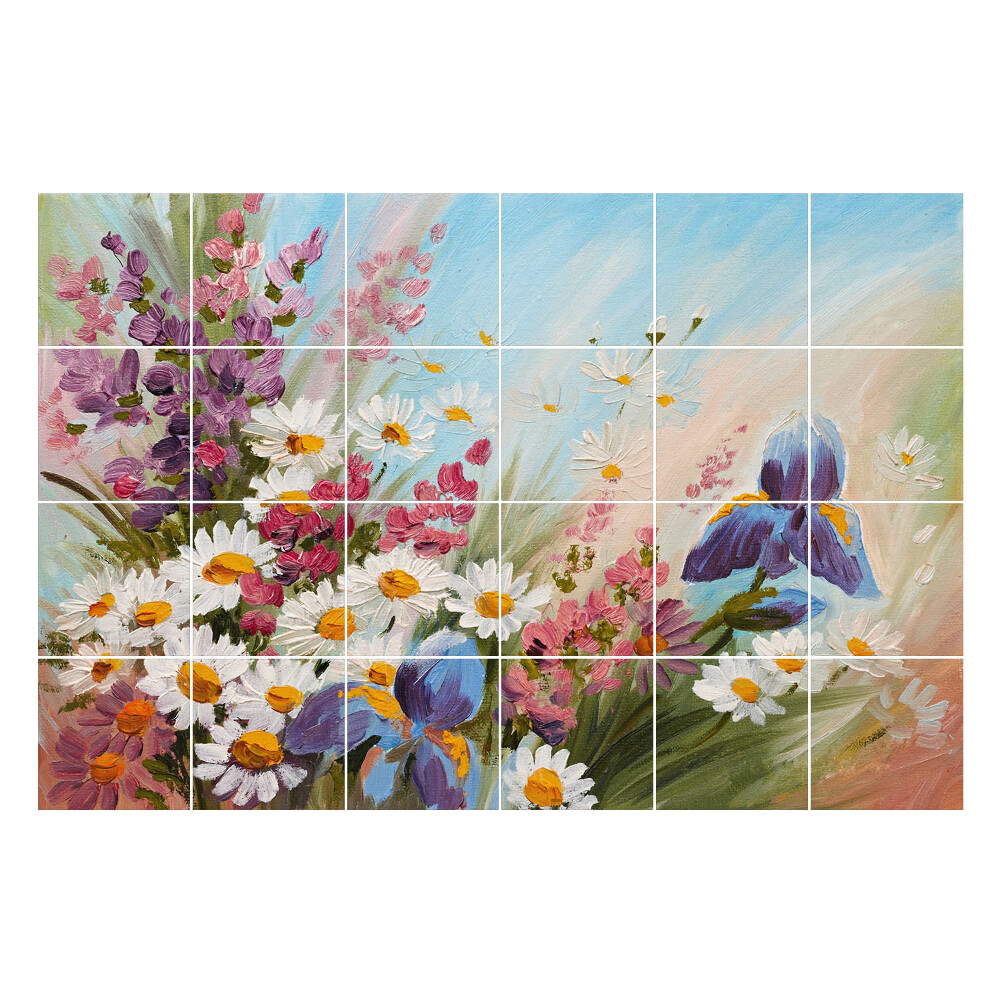 Naklejki na kafelki Kwiatowy bukiet w wiosennej scenerii