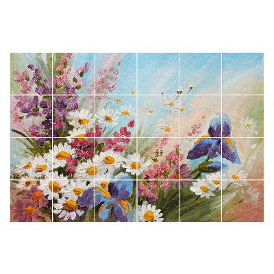 Naklejki na kafelki Kwiatowy bukiet w wiosennej scenerii