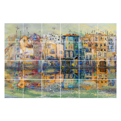 Naklejki na płytki Kolorowe odbicia miast