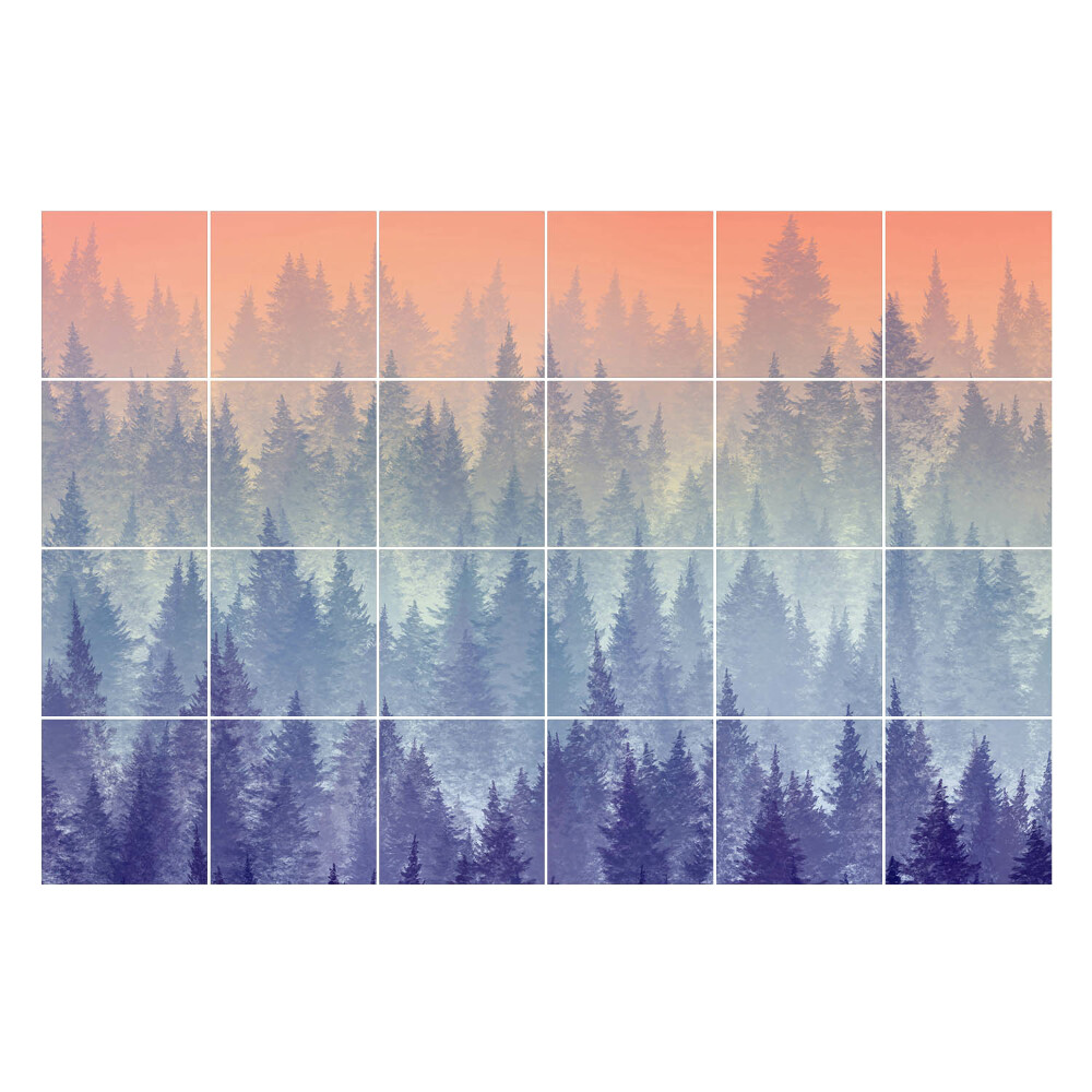 Naklejki na płytki Mglista leśna panorama