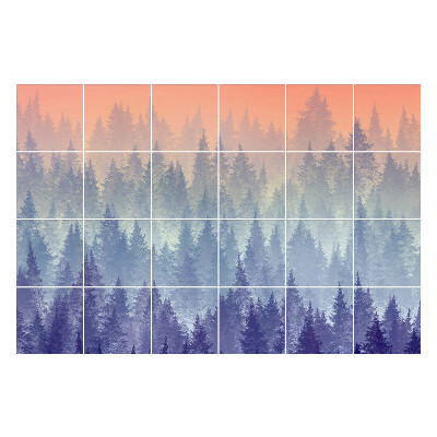 Naklejki na płytki Mglista leśna panorama