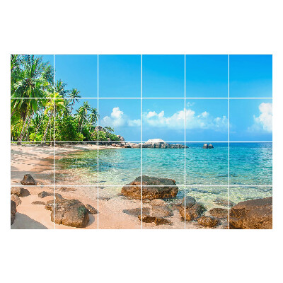 Nalepki na kafelki Tropikalna plaża z kamieniami