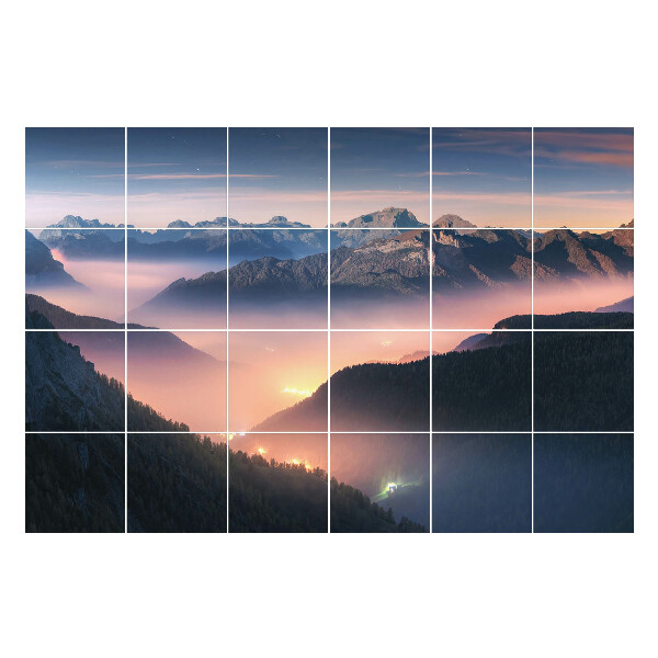 Nalepki na kafelki Górski krajobraz o zmierzchu