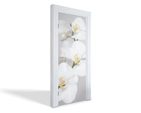 Naklejka na drzwi samoprzylepna Białe orchidee